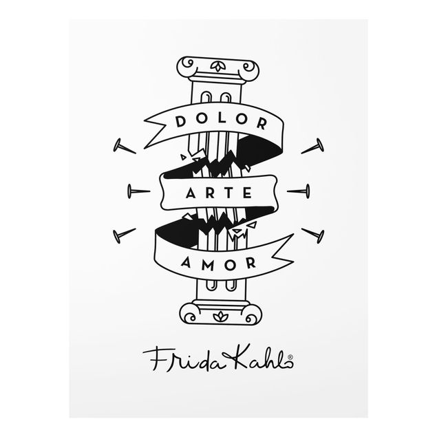 Tavlor svart och vitt Frida Kahlo Dolor Arte Amor
