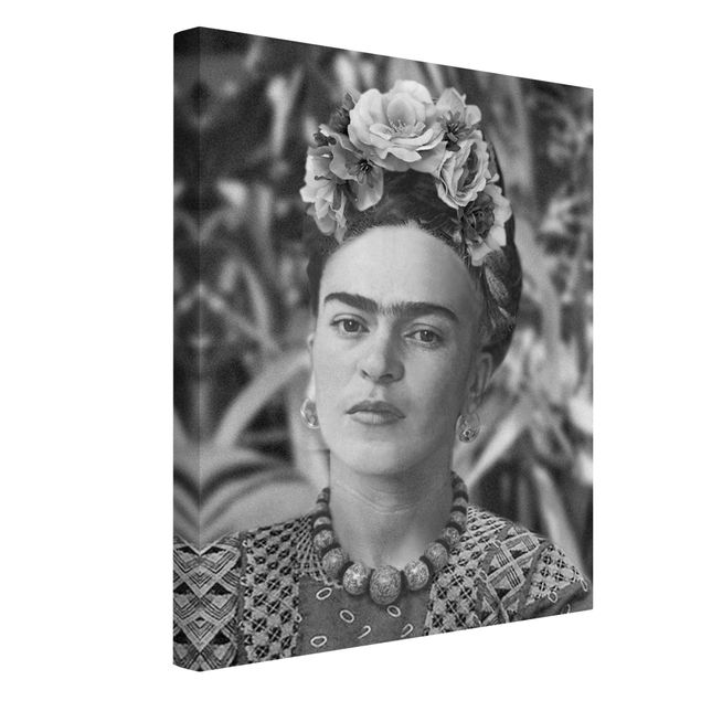 Tavlor konstutskrifter Frida Kahlo Photograph Portrait With Flower Crown