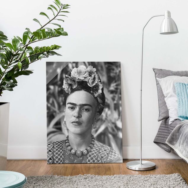Tavlor konstutskrifter Frida Kahlo Photograph Portrait With Flower Crown