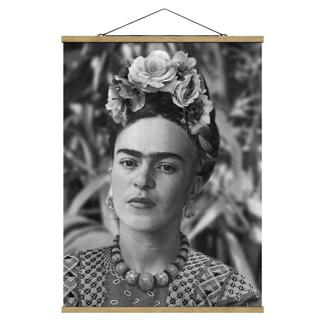 Tavlor modernt Frida Kahlo Photograph Portrait With Flower Crown