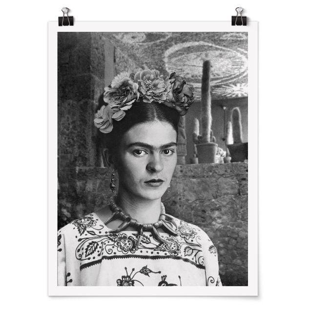 Tavlor konstutskrifter Frida Kahlo Photograph Portrait With Cacti