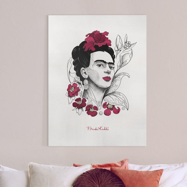 Konstutskrifter Frida Kahlo Portrait With Flowers