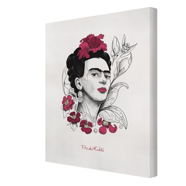 Tavlor Frida Kahlo Portrait With Flowers