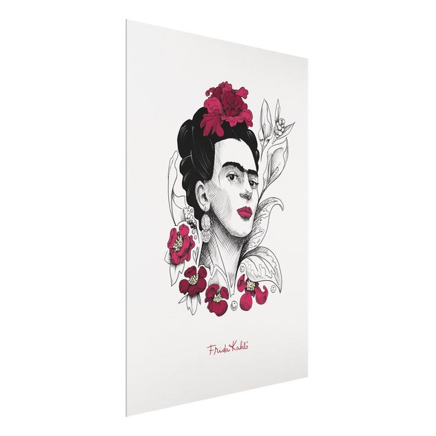 Tavlor modernt Frida Kahlo Portrait With Flowers