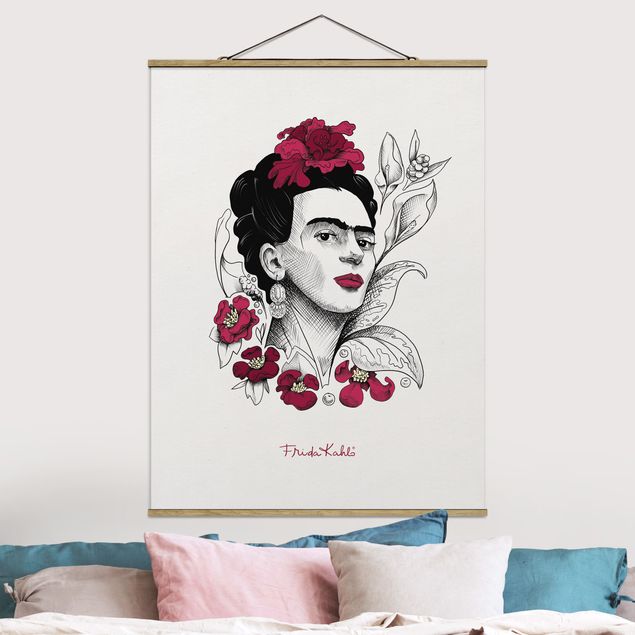 Konstutskrifter Frida Kahlo Portrait With Flowers