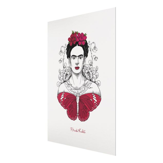 Tavlor Frida Kahlo Frida Kahlo Portrait With Flowers And Butterflies