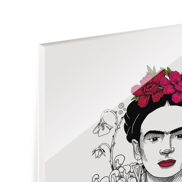 Tavlor Frida Kahlo Portrait With Flowers And Butterflies