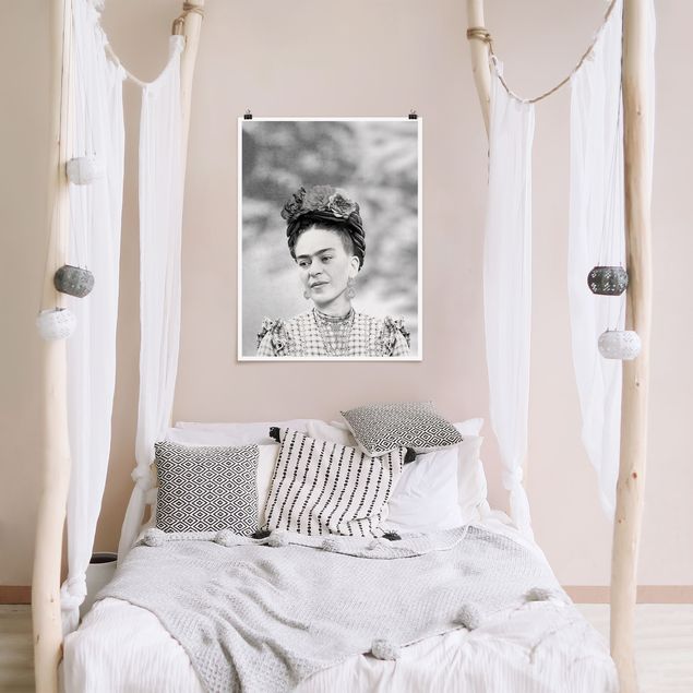 Posters svart och vitt Frida Kahlo Portrait