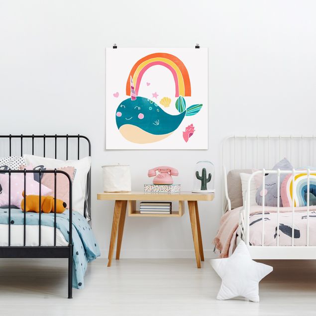 Posters djur Cheerful Narwhal l