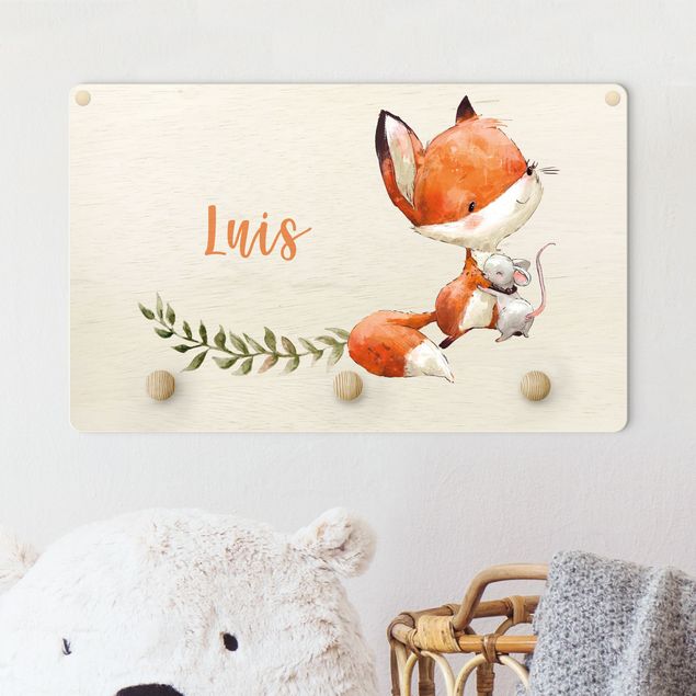 Inredning av barnrum Fox And Mouse Are Friends With Customised Name