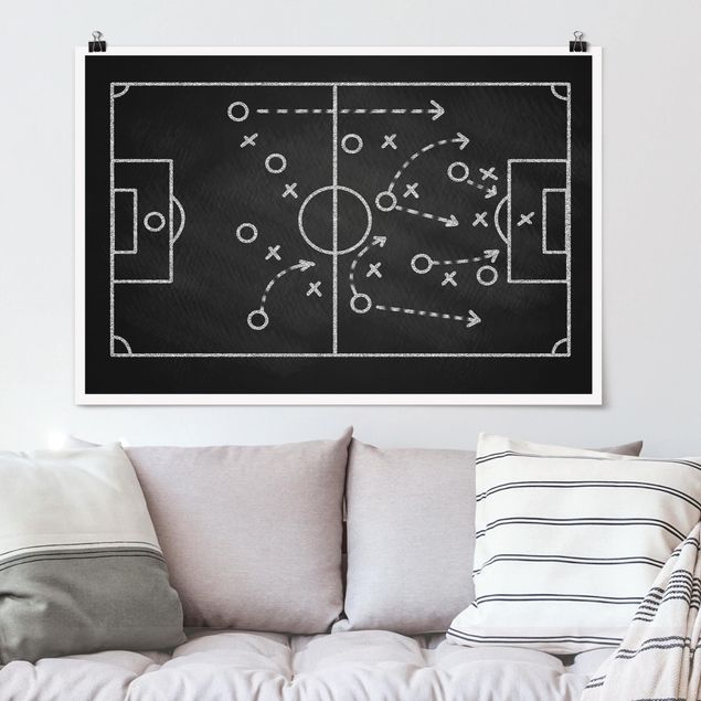 Tavlor fotboll Football Strategy On Blackboard