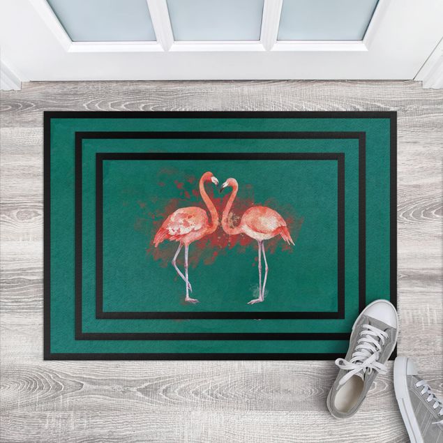 mattor grön Flamingos