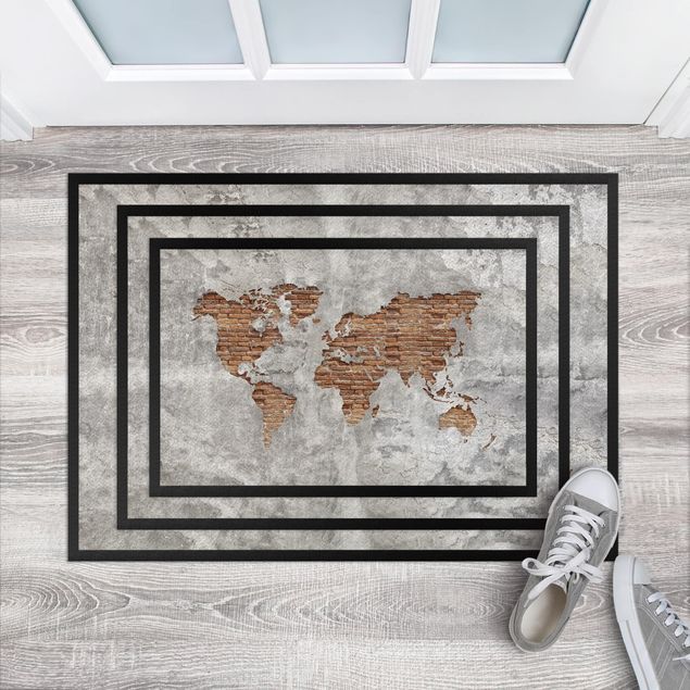 modern matta vardagsrum Shabby Concrete Brick World Map