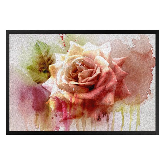Dörrmattor blommor  Watercolour Painting sketch with rose