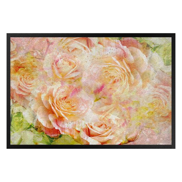 Dörrmattor blommor  Watercolour Pastel Rose