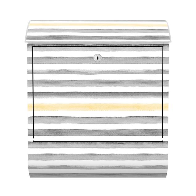Brevlådor grått Yellow And Grey Watercolour Stripes
