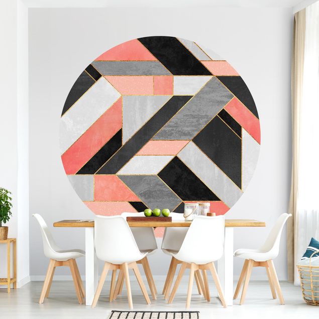 Tapeter geometrisk Geometry Pink And Gold