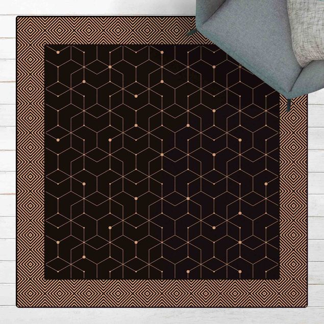 Kök dekoration Geometrical Tiles Dotted Lines Black With Border