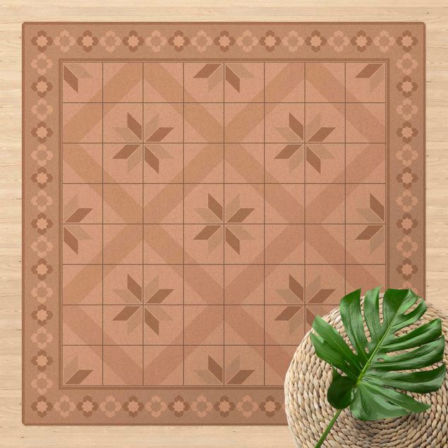 Kök dekoration Geometrical Tiles Rhombal Flower Sand With Border