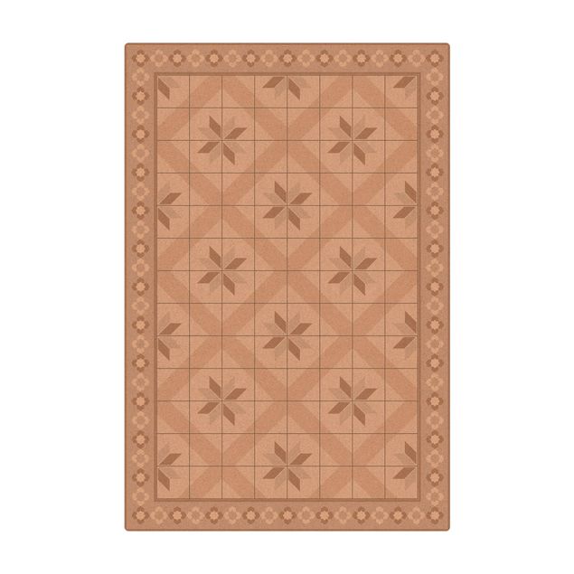 matsal matta Geometrical Tiles Rhombal Flower Sand With Border