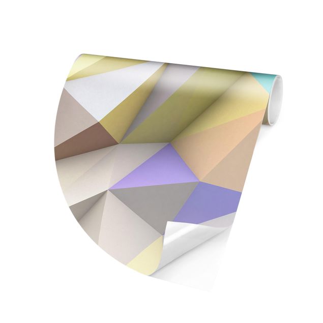 Fototapeter 3D Geometric Pastel Triangles In 3D