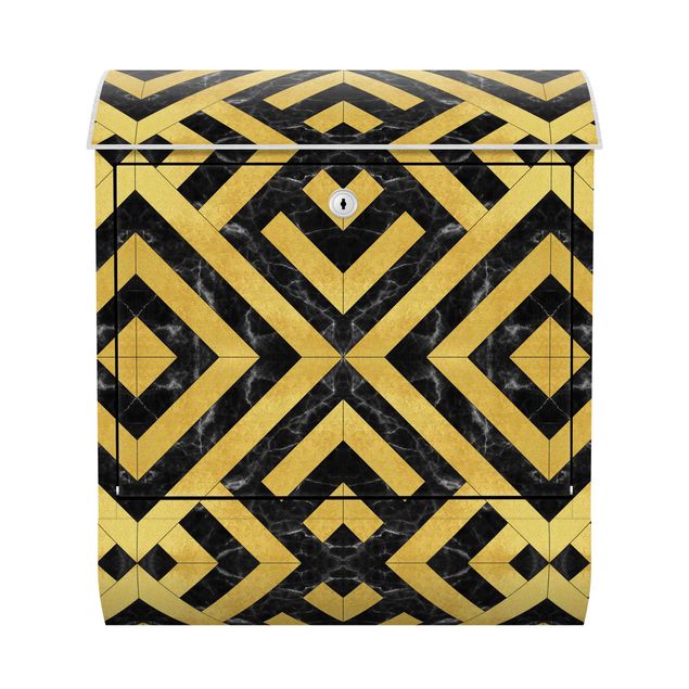 Brevlådor Geometrical Tile Mix Art Deco Gold Black Marble