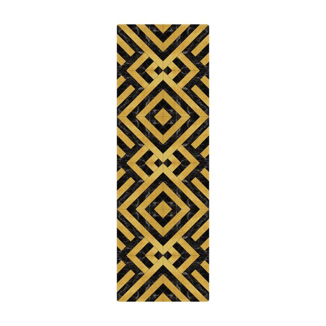 stora mattor Geometrical Tile Mix Art Deco Gold Black Marble