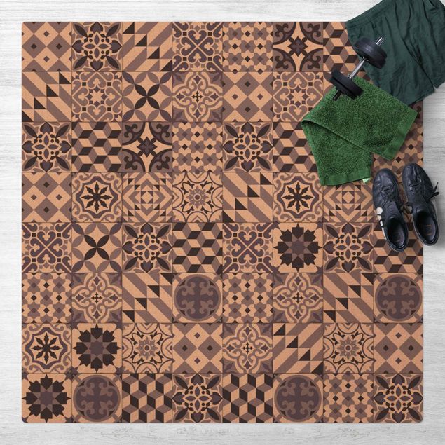 Mattor kakeloptik Geometrical Tile Mix Purple