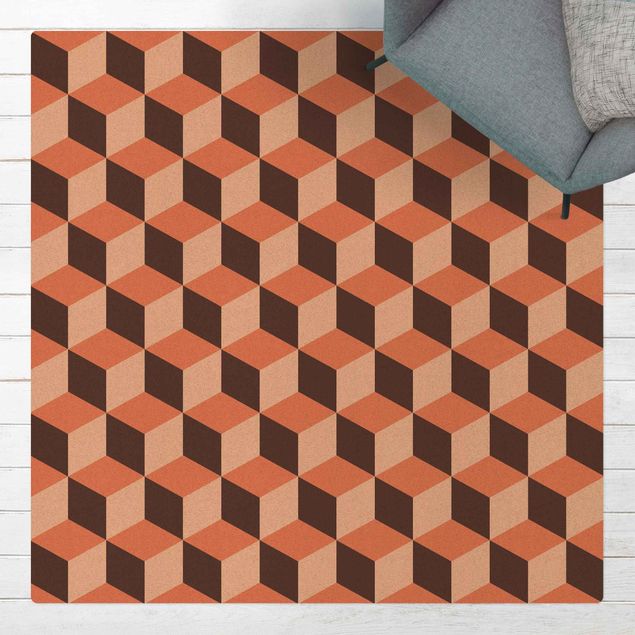 Mattor kakeloptik Geometrical Tile Mix Cubes Orange