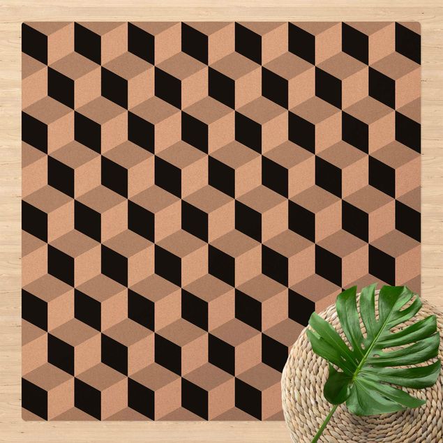 mattor kakeloptik Geometrical Tile Mix Cubes Black