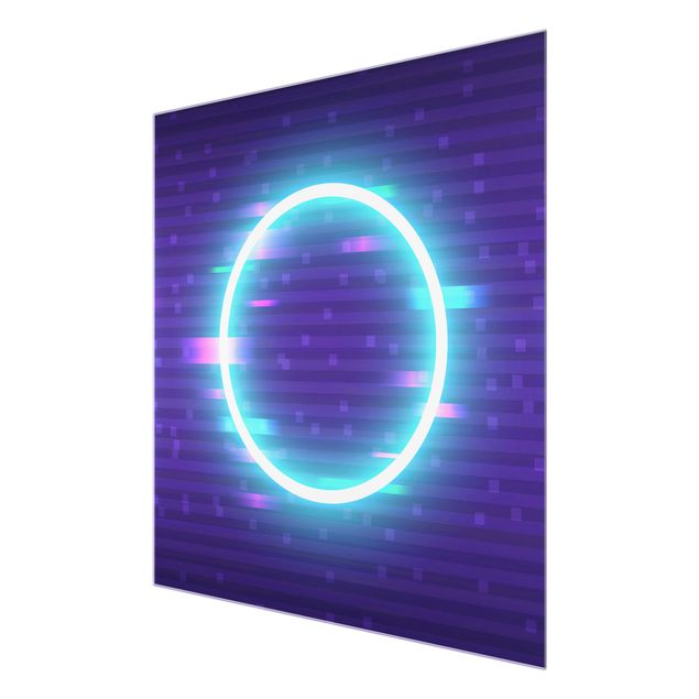 Glasbild - Geometrischer Kreis in Neonfarben - Quadrat