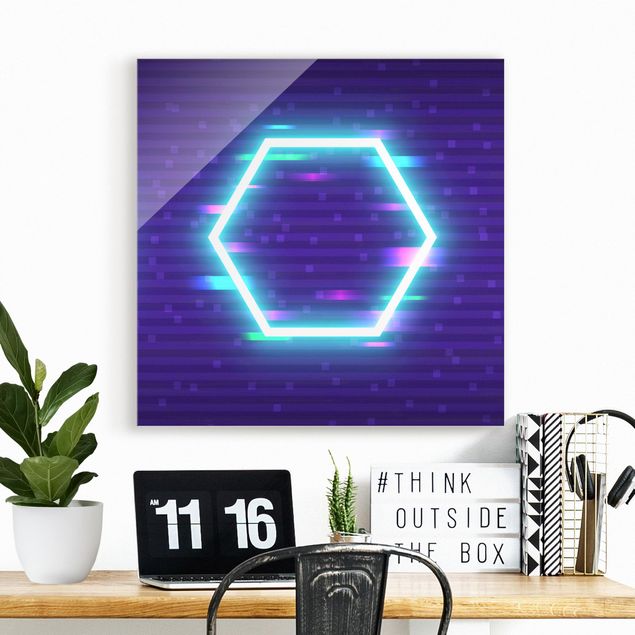 Tavlor modernt Geometrical Hexagon In Neon Colours