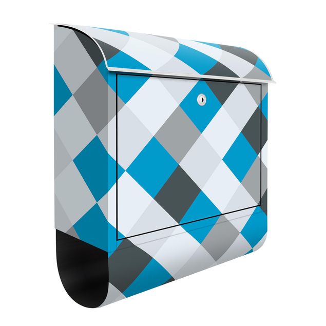 Brevlådor blå Geometrical Pattern Rotated Chessboard Blue