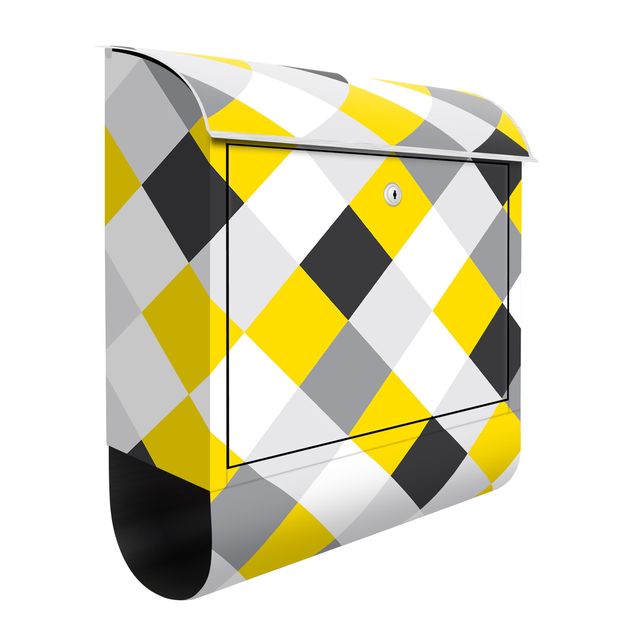 Brevlådor gul Geometrical Pattern Rotated Chessboard Yellow
