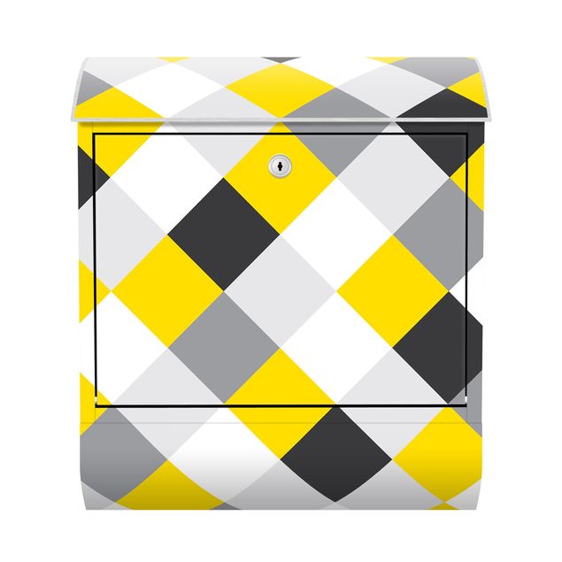 Brevlådor grått Geometrical Pattern Rotated Chessboard Yellow