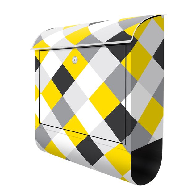 Brevlådor Geometrical Pattern Rotated Chessboard Yellow