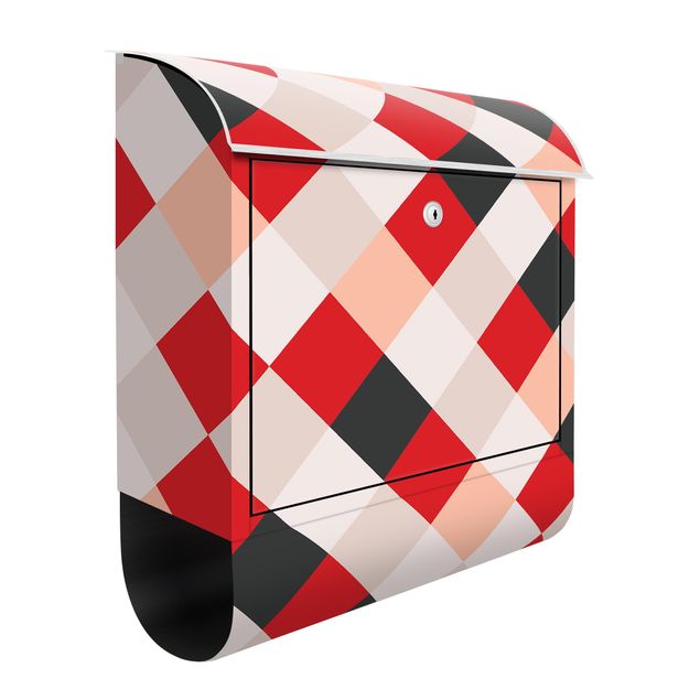 Brevlådor röd Geometrical Pattern Rotated Chessboard Red