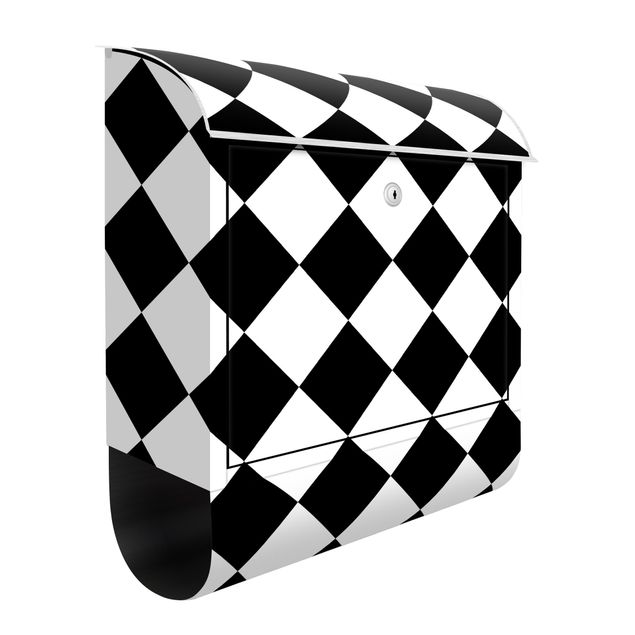 Brevlådor svart och vitt Geometrical Pattern Rotated Chessboard Black And White