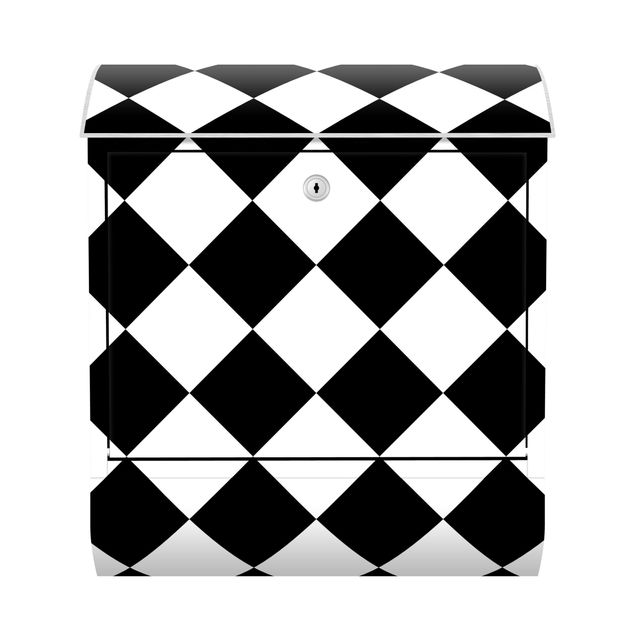 Brevlådor svart Geometrical Pattern Rotated Chessboard Black And White