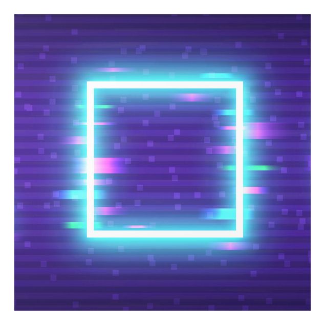 Glasbild - Geometrisches Quadrat in Neonfarben - Quadrat
