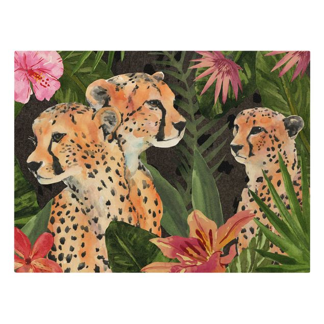 Tavlor blommor Three Cheetahs In The Jungle