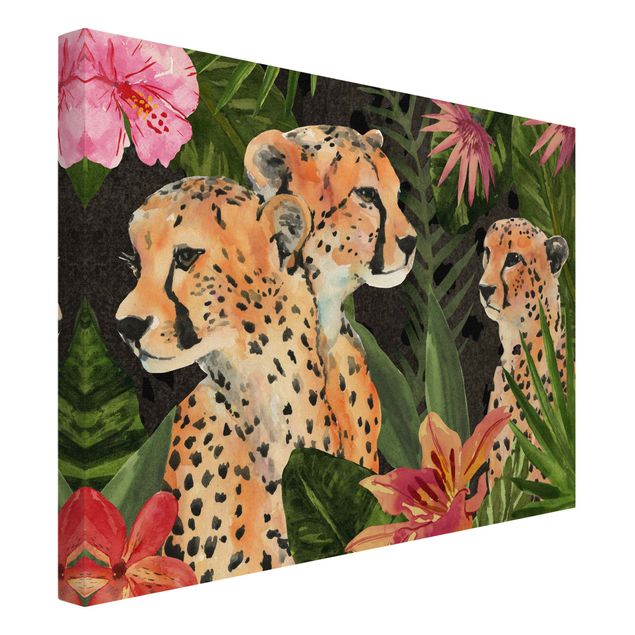 Tavlor blommor  Three Cheetahs In The Jungle