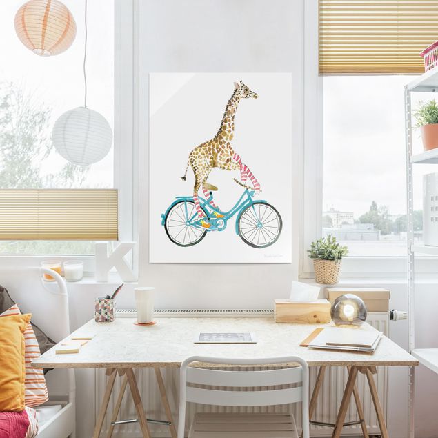 Glastavlor djur Giraffe on a joy ride II