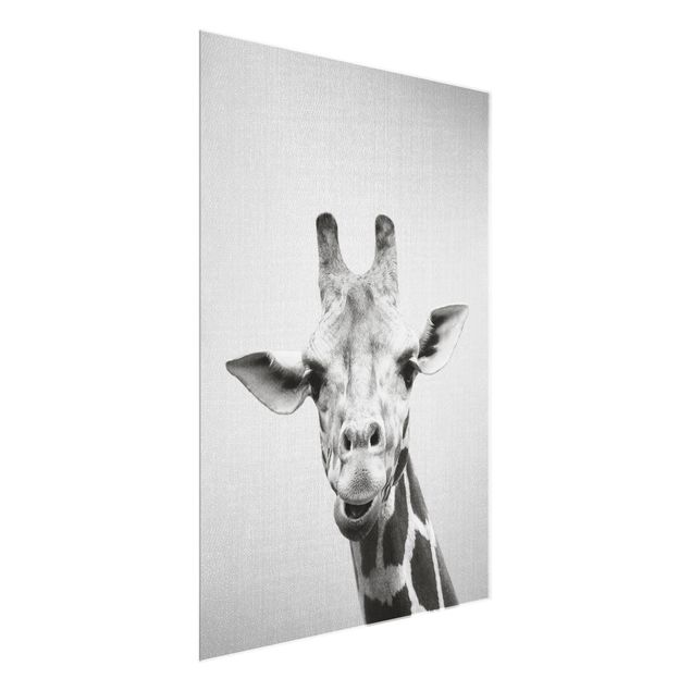 Glastavlor djur Giraffe Gundel Black And White