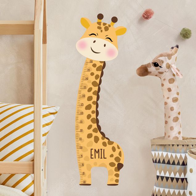 Autocolantes de parede girafas Giraffe boy with custom name