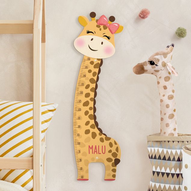 Mätsticka för barn Giraffe girl with custom name