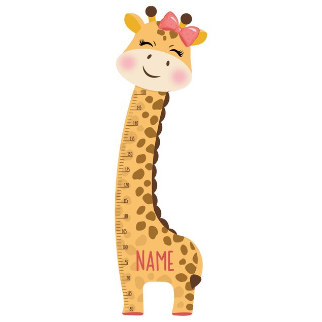 Wallstickers djur Giraffe girl with custom name