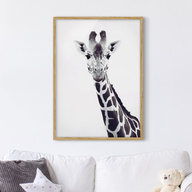 Kök dekoration Giraffe Portrait In Black And White