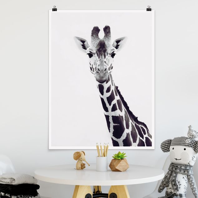 Kök dekoration Giraffe Portrait In Black And White
