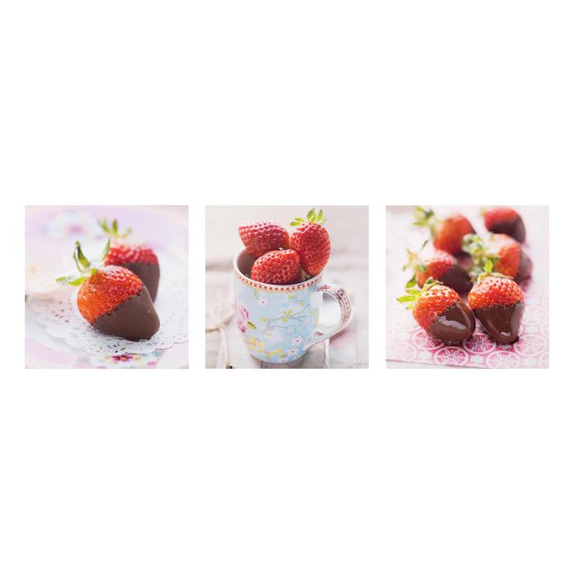 Tavlor blommor Strawberries In Chocolate Vintage